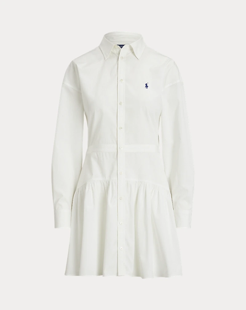 Cotton Broadcloth Paneled Shirtdress