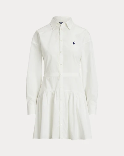 Cotton Broadcloth Paneled Shirtdress