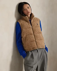 Cable-Knit Wool-Cashmere Quilted Vest