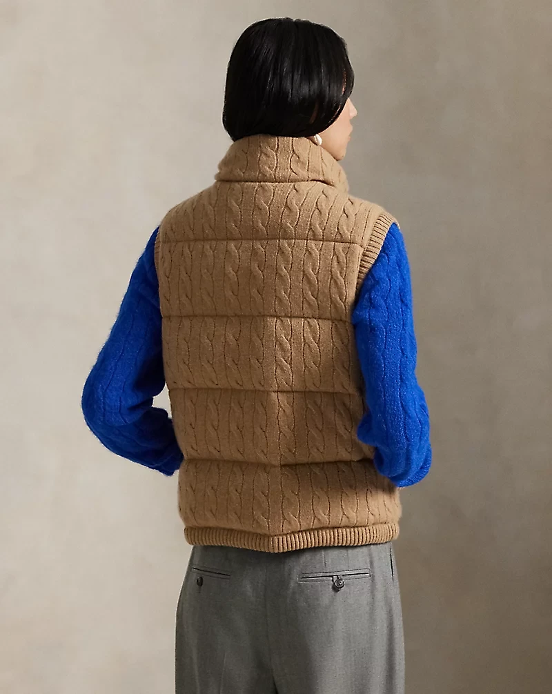 Cable-Knit Wool-Cashmere Quilted Vest