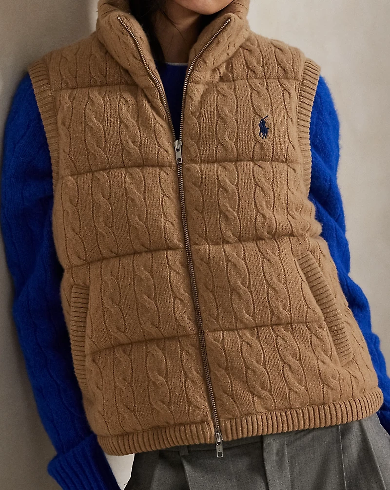 Cable-Knit Wool-Cashmere Quilted Vest