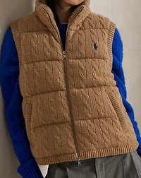 Cable-Knit Wool-Cashmere Quilted Vest