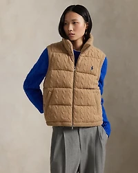 Cable-Knit Wool-Cashmere Quilted Vest