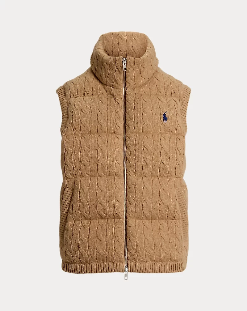 Cable-Knit Wool-Cashmere Quilted Vest