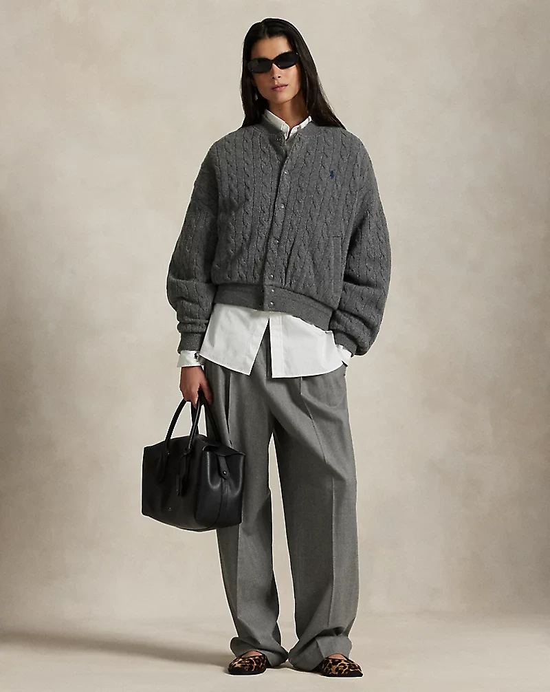 Cable-Knit Wool-Cashmere Bomber Jacket