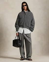 Cable-Knit Wool-Cashmere Bomber Jacket