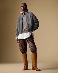 Cable-Knit Wool-Cashmere Bomber Jacket