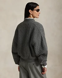 Cable-Knit Wool-Cashmere Bomber Jacket