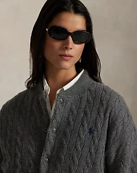 Cable-Knit Wool-Cashmere Bomber Jacket