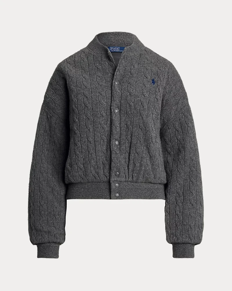 Cable-Knit Wool-Cashmere Bomber Jacket