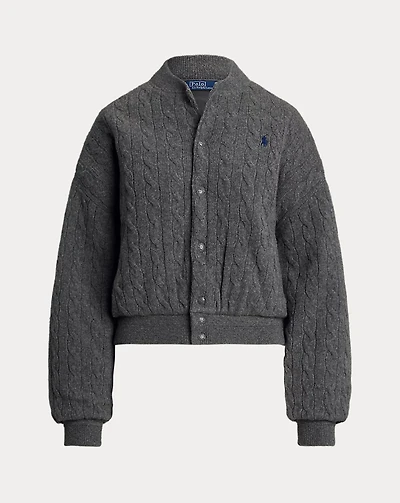 Cable-Knit Wool-Cashmere Bomber Jacket
