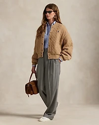 Cable-Knit Wool-Cashmere Bomber Jacket