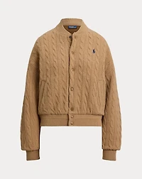 Cable-Knit Wool-Cashmere Bomber Jacket