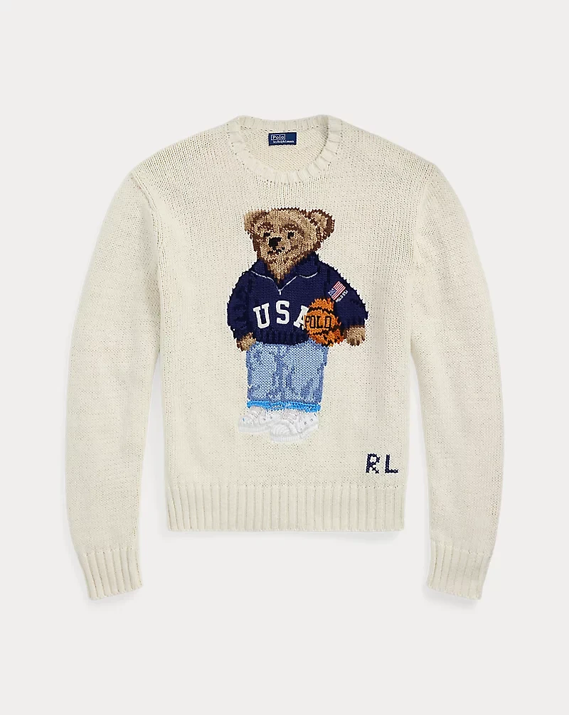 Polo Bear Cotton-Linen Crewneck Sweater