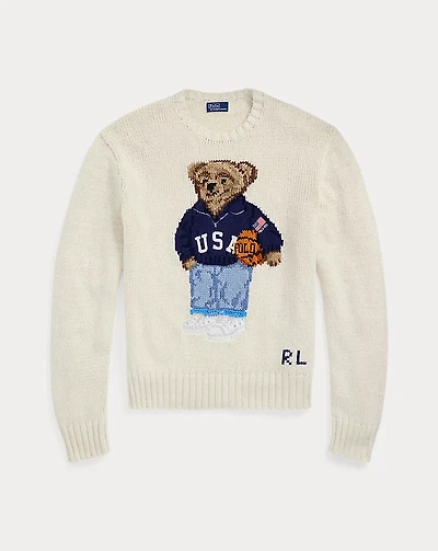 Polo Bear Cotton-Linen Crewneck Sweater