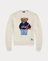 Polo Bear Cotton-Linen Crewneck Sweater