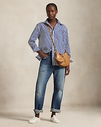 Oversize Fit Striped Cotton Shirt