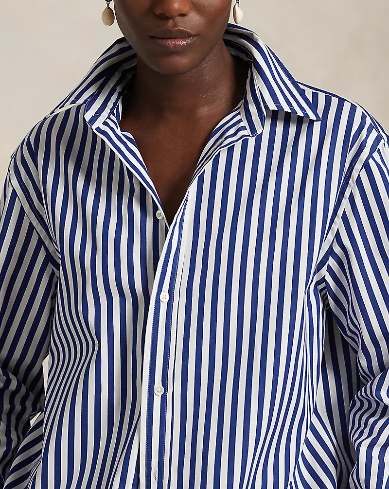 Oversize Fit Striped Cotton Shirt