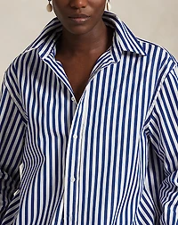 Oversize Fit Striped Cotton Shirt