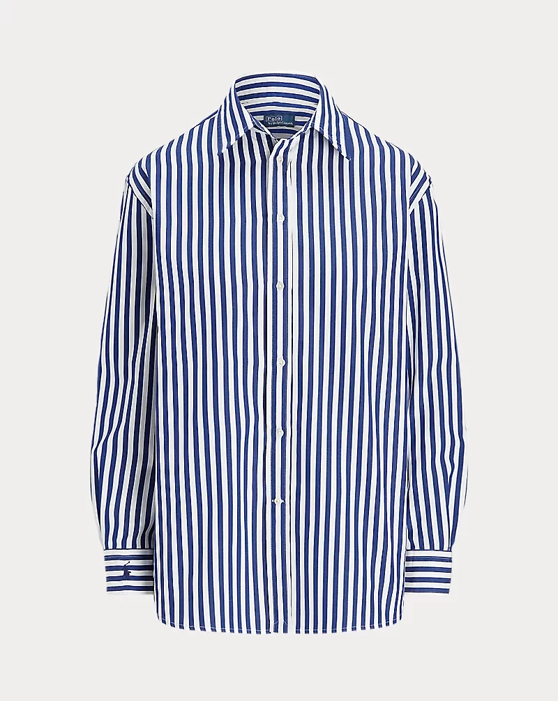 Oversize Fit Striped Cotton Shirt