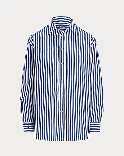 Oversize Fit Striped Cotton Shirt