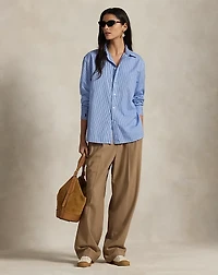 Oversize Fit Striped Cotton Shirt