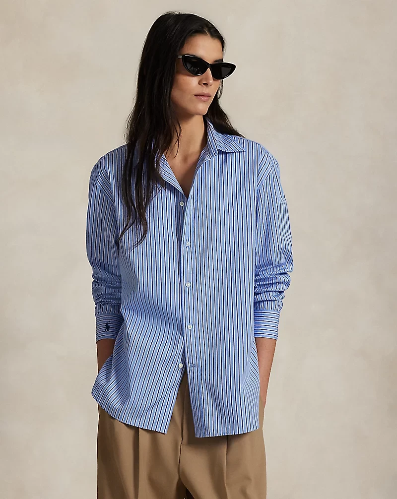 Oversize Fit Striped Cotton Shirt