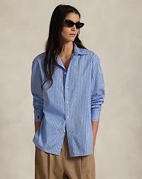 Oversize Fit Striped Cotton Shirt