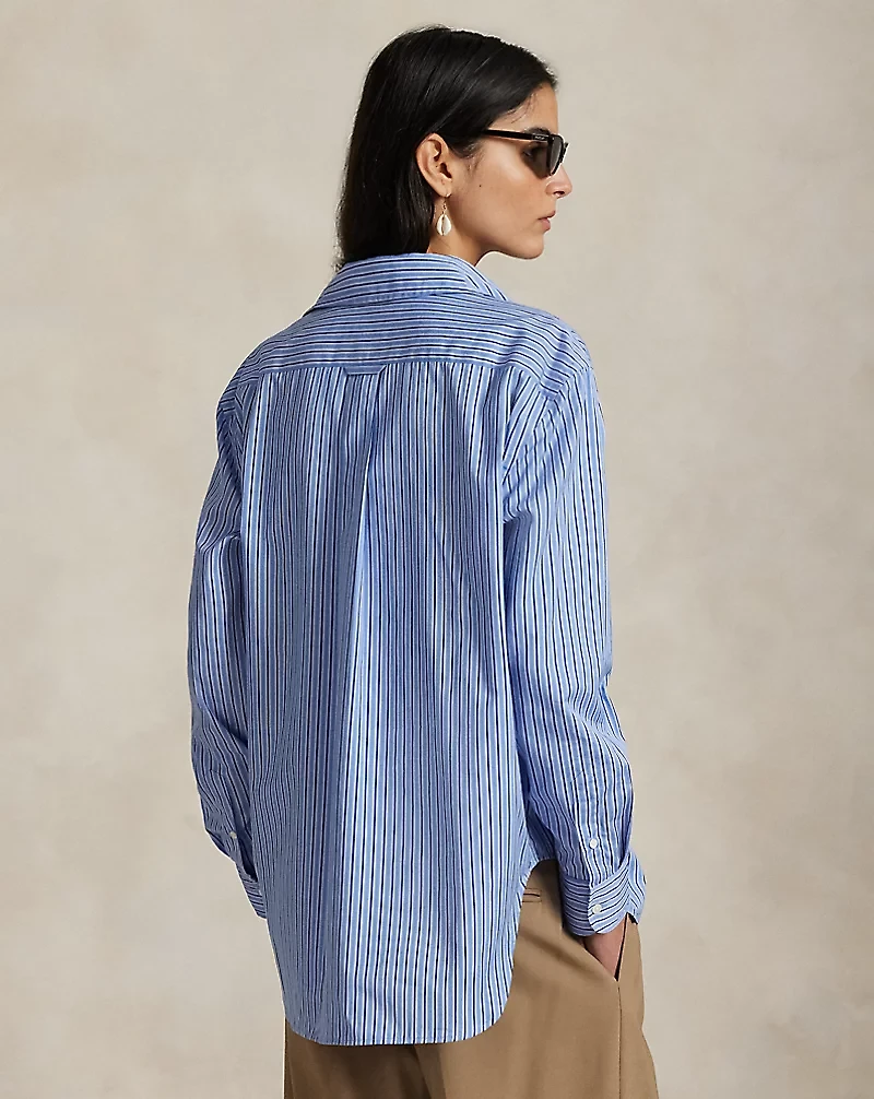 Oversize Fit Striped Cotton Shirt