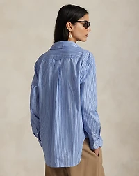 Oversize Fit Striped Cotton Shirt