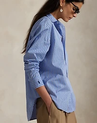 Oversize Fit Striped Cotton Shirt