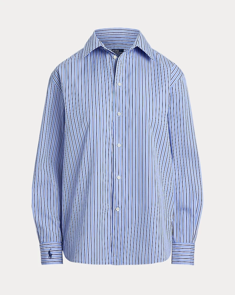 Oversize Fit Striped Cotton Shirt