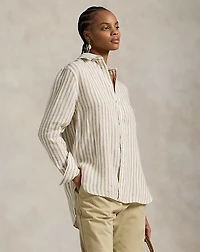 Oversize Fit Striped Linen Shirt