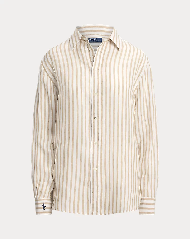 Oversize Fit Striped Linen Shirt