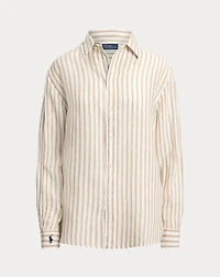 Oversize Fit Striped Linen Shirt