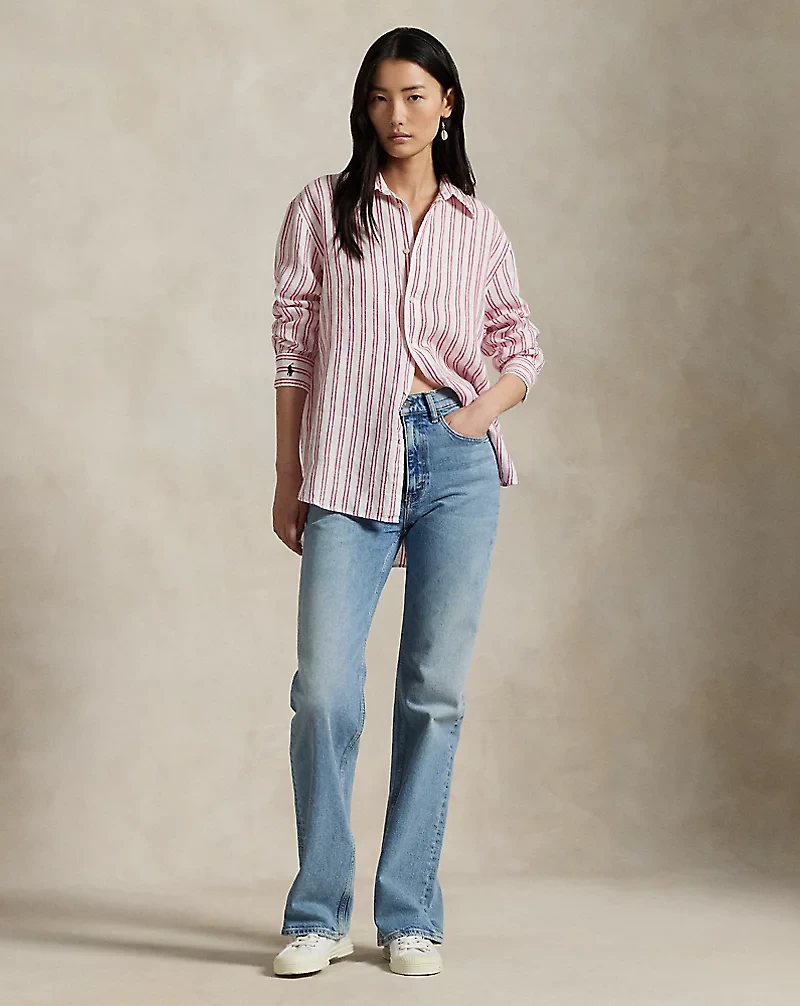 Oversize Fit Striped Linen Shirt