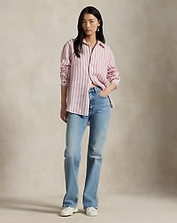 Oversize Fit Striped Linen Shirt
