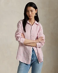 Oversize Fit Striped Linen Shirt