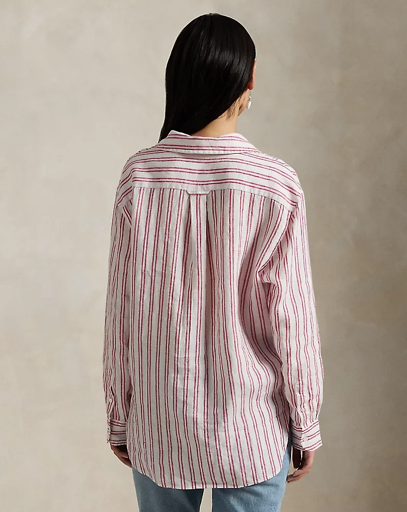Oversize Fit Striped Linen Shirt
