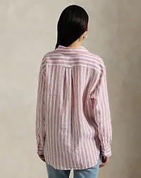 Oversize Fit Striped Linen Shirt