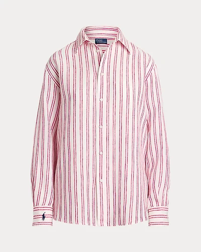 Oversize Fit Striped Linen Shirt