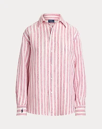 Oversize Fit Striped Linen Shirt