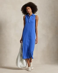 Stretch-Cotton Sleeveless Polo Dress