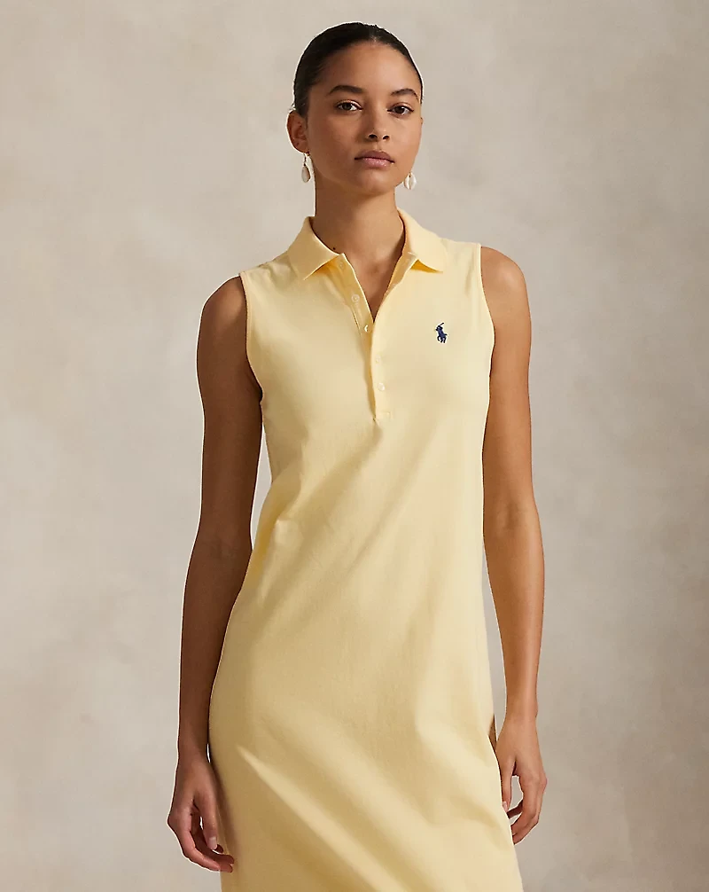 Stretch-Cotton Sleeveless Polo Dress
