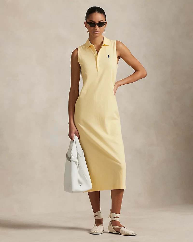 Stretch-Cotton Sleeveless Polo Dress