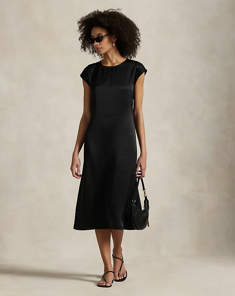 Satin Cap-Sleeve Dress