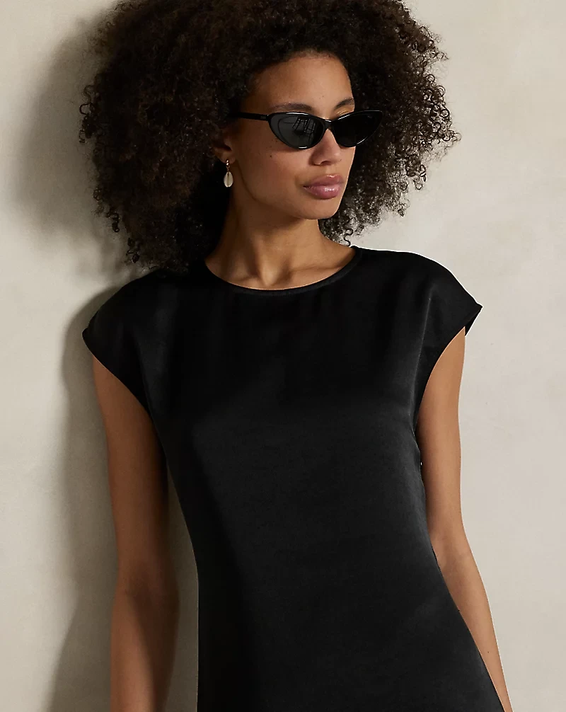 Satin Cap-Sleeve Dress
