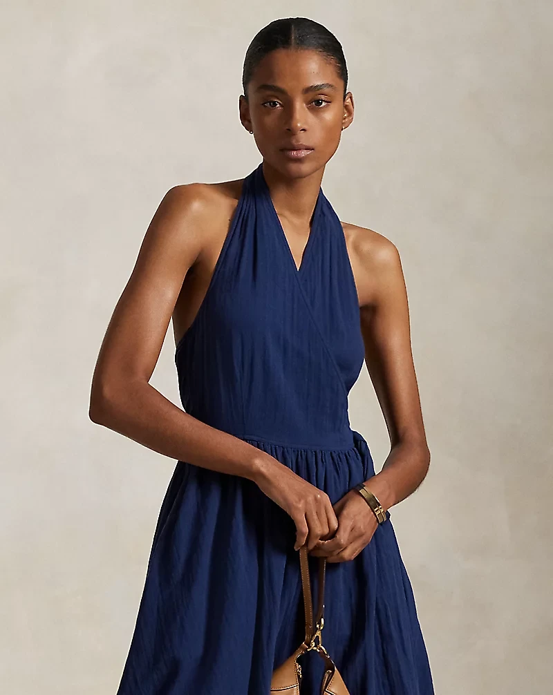 Cotton Halter Wrap Dress
