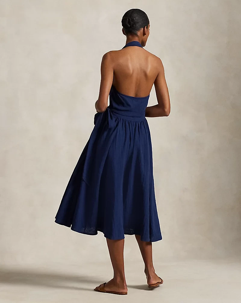 Cotton Halter Wrap Dress