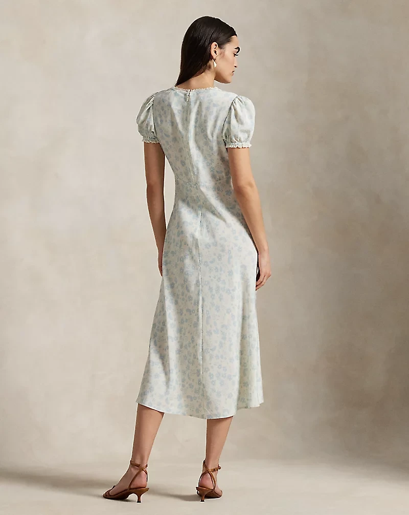 Floral Silk Crepe Dress